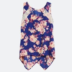 Le Lis Devonann Lace Detail Sleeveless Blouse •Large • NWOT • Cobalt Blue